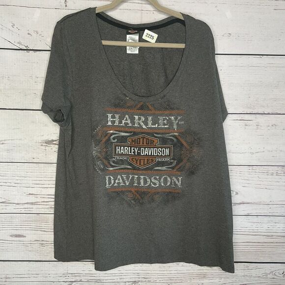 Harley Davidson Womens Sz 1X Gray Short Sleeve Cotton T-Shirt Twin Cities, MN - Picture 2 of 8